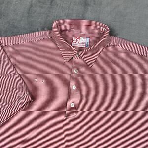 Chick-Fil-A Oobe Team Style Polo Shirt Mens XL Red White Stripe Hydrochill